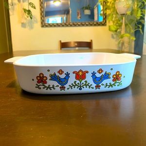 Vintage Corning Ware Friendship Bluebird Casserole Dish